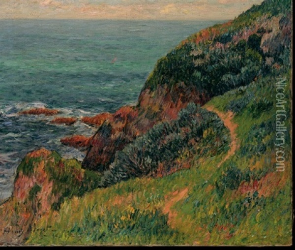 Les Falaises De Port-melite, Ile De Groix Oil Painting - Henry Moret