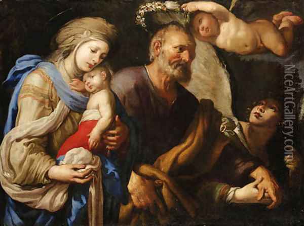 The Flight into Egypt Oil Painting - Domenico Piola