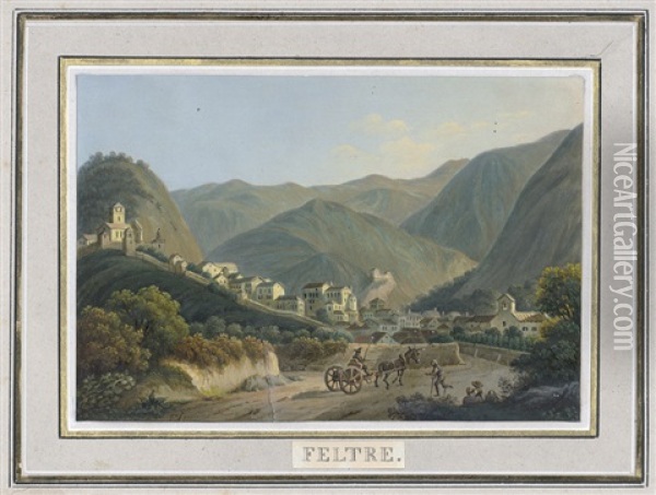 Blick Auf Die Stadt Feltre In Der Provinz Belluno In Venetien From Vues Pittoresques Dans La Haute Italie Oil Painting - Franz Jaschke