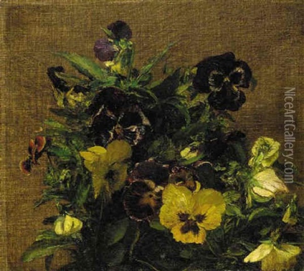 Fleurs, Pensees Oil Painting - Henri Fantin-Latour