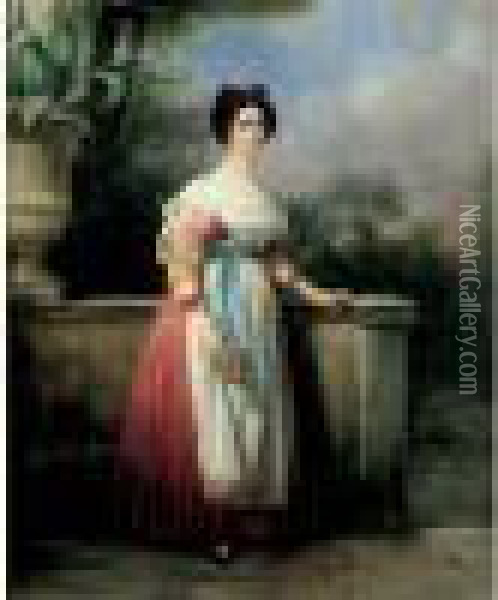 Portrait De Vittoria Caldoni Oil Painting - Charlemagne Oscar Guet