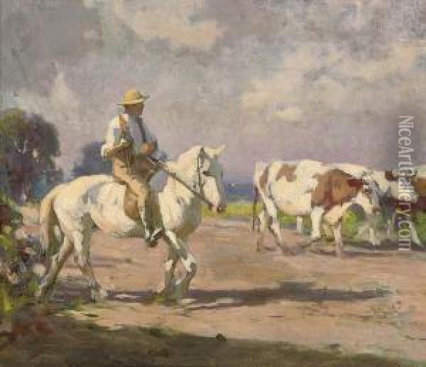 Changing Pastures Oil Painting - Frederick Hall