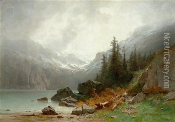 Lake Oeschinen Oil Painting - Gustave Castan