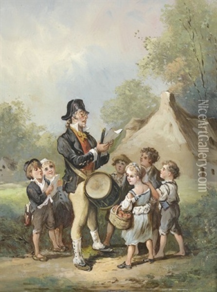 Les Enfants Et Le Garde Champetre Oil Painting - Francois-Louis Lanfant