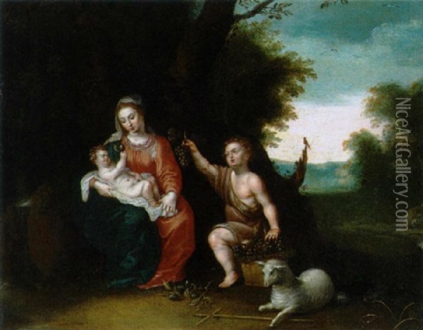 Maria Mit Dem Kind Und Dem Johannesknaben Oil Painting - Peeter Van Avont