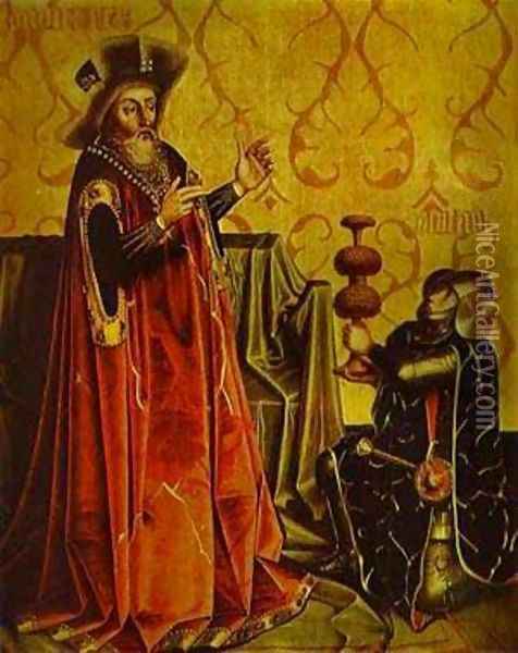 Abishai Kneeling Before David 1435 Oil Painting - Konrad Witz