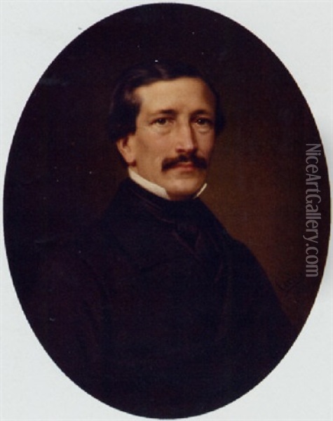 Portrait Of Arsene Gustave Bellanger, Wearing A Dark Suit Oil Painting - Louis Eugene Coedes
