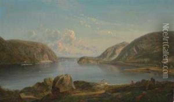 View Of The Narrows, Hudson River, New York Oil Painting - Ferdinand Reichardt