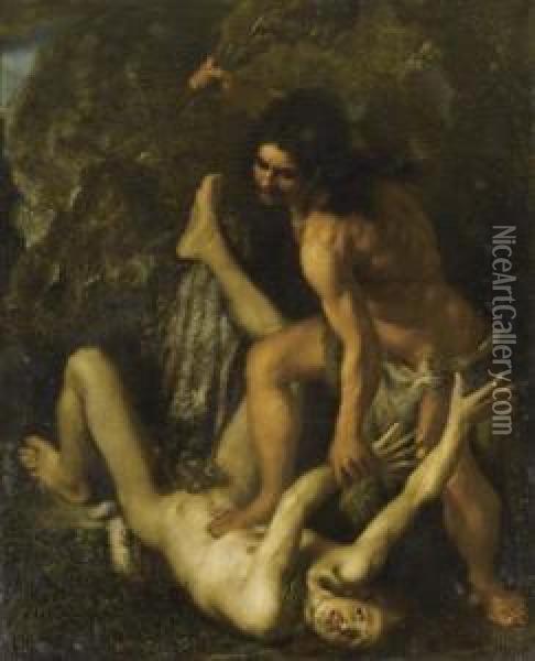 Cain Slays Abel. Oil Painting - Felice Ficherelli Il Riposo