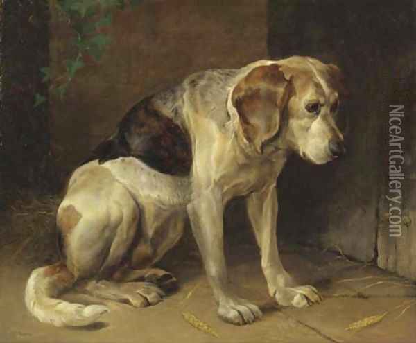 A hound Oil Painting - Henry Weekes
