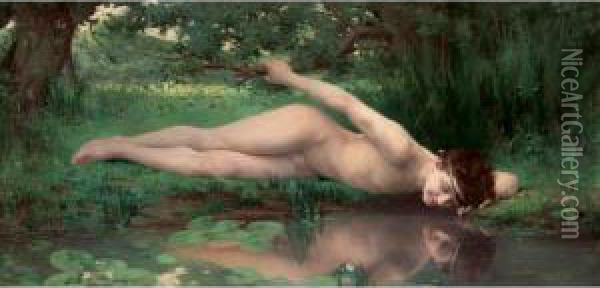 Narcissus Oil Painting - Jules Cyrille Cave