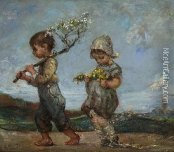 Die Blumenfreunde Oil Painting - Emil Keyser