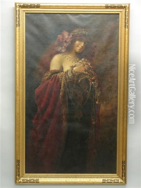 Gypsy Girl Oil Painting - Antoine Auguste Thivet