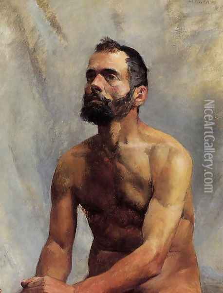 Academic Study Nude Oil Painting - Henri De Toulouse-Lautrec