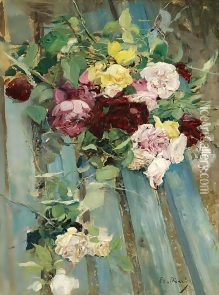Natura Morta Con Rose Oil Painting - Giovanni Boldini