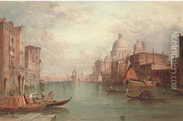 Santa Maria Della Salute On The Grand Canal, Venice Oil Painting - Alfred Pollentine