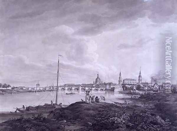 View of Dresden, c.1788 Oil Painting - Adrian Zingg