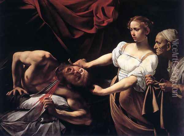 Judith Beheading Holofernes c. 1598 Oil Painting - Caravaggio