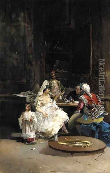 The Baptism Oil Painting - Eugenio Lucas Y Villaamil
