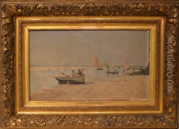 Barques Sur La Plage Oil Painting - Maurice Francois Auguste Courant