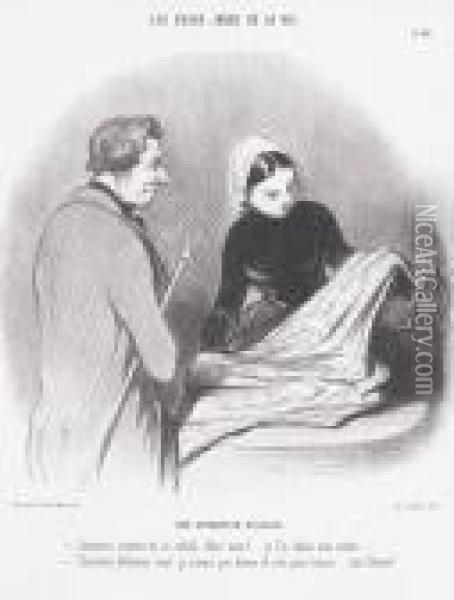 Konvolut. Oil Painting - Honore Daumier