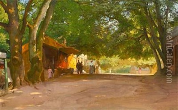 Summer Day In The Amusement Park Oil Painting - Edvard Frederik Petersen