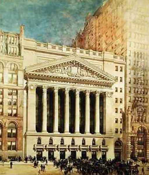 New York Stock Exchange Oil Painting - Hughson Hawley