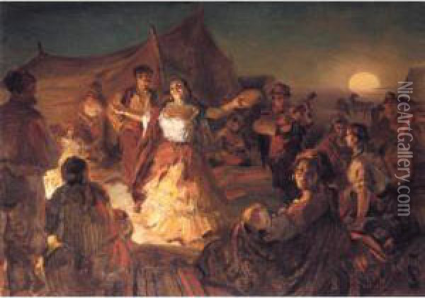 Gypsy Dance Oil Painting - Alexander Petrovich Sokolov