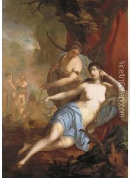 Diana And Callisto Oil Painting - Kaspar Jakob Van Opstal
