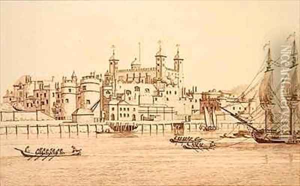 South View of the Tower of London Oil Painting - Joseph Farington