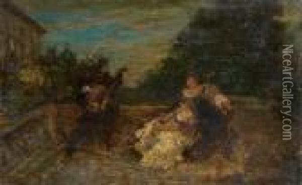 La Serenade Panneau Oil Painting - Adolphe Joseph Th. Monticelli