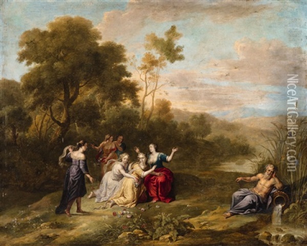 Euridice And Her Companions Oil Painting - Gaspar de Witte