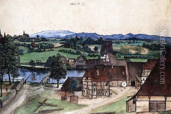 Wire Drawing Mill Oil Painting - Albrecht Durer