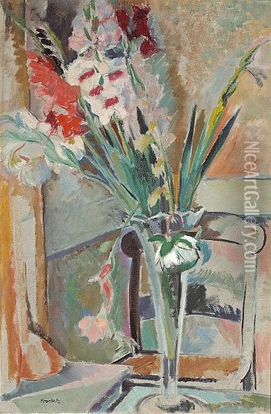 Flowers In A Vase Oil Painting - Magrethe Maren Froelich