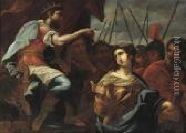 King Ahasveros Giving His Daughter Away To His Enemies Oil Painting - Francesco Trevisani