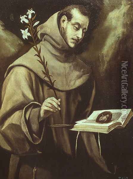 St. Anthony of Padua Oil Painting - El Greco (Domenikos Theotokopoulos)