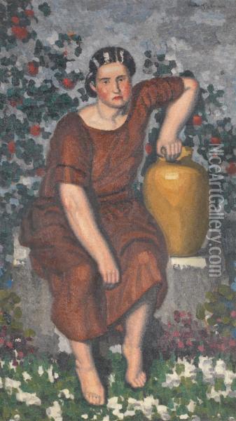 Femme Avec Cruche Oil Painting - Jules Oury, Dit Marcel-Lenoir