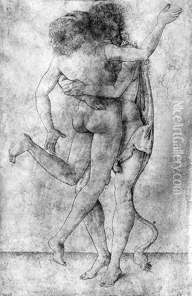 Hercules and Antaeus Oil Painting - Maso Finiguerra