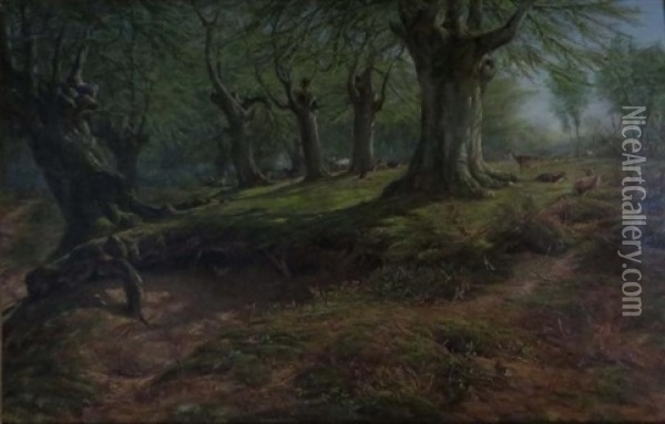 Burnham Woods Oil Painting - William Luker Sr.
