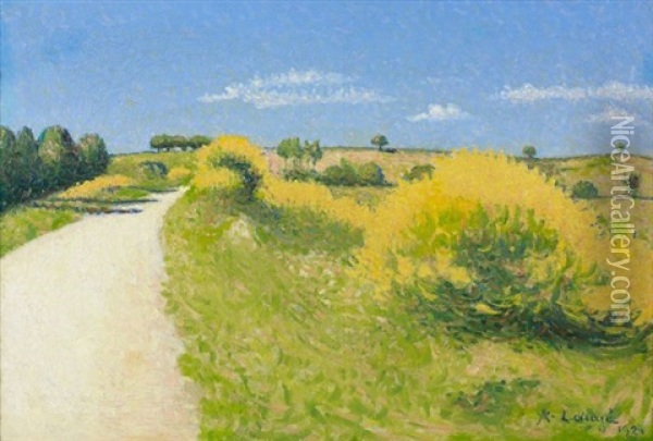 Route Bordee De Genets Oil Painting - Achille Lauge