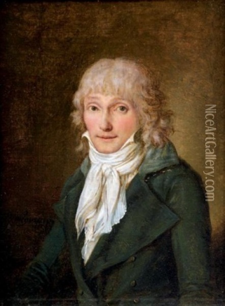 Portrait Presume De Debucourt En Redingote Bleu Oil Painting - Henri Nicolas Van Gorp