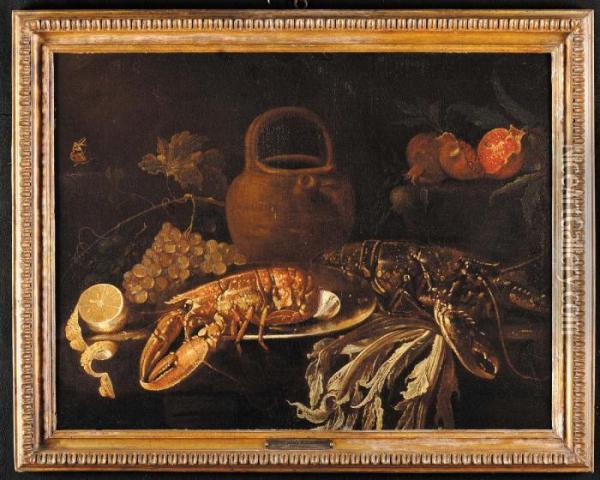 Natura Morta Con Aragosta Oil Painting - Alexander Coosemans