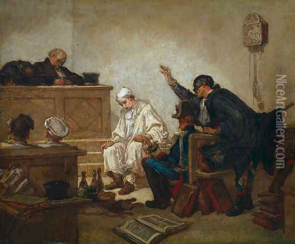 Pierrot in Criminal Court Oil Painting - Thomas Couture