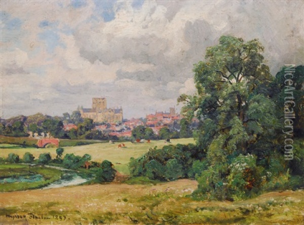 View On Bristol Castle Oil Painting - Sir Herbert Edwin Pelham Hughes-Stanton