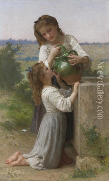 A La Fontaine (at The Fountain) Oil Painting - William-Adolphe Bouguereau