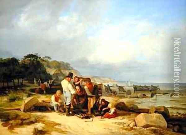 Fishermen in Probstei Oil Painting - Jacob Gensler
