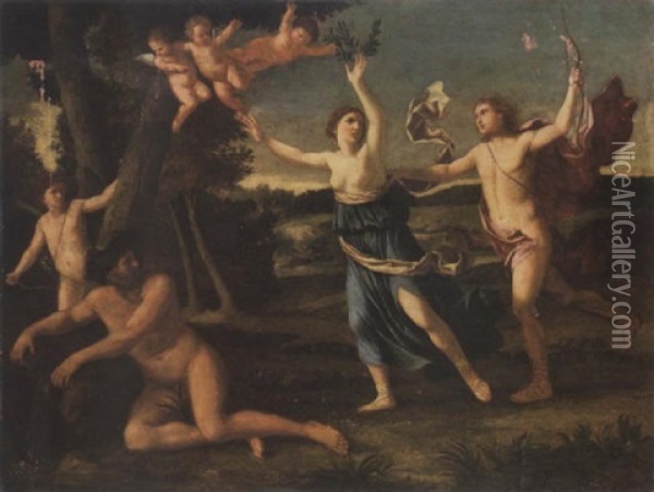 Apollo And Daphne Oil Painting - Giacinto Gimignani