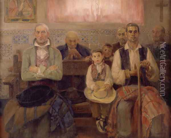 Misa en la ermita (Mass in the chapel) Oil Painting - Jose Benlliure Y Gil