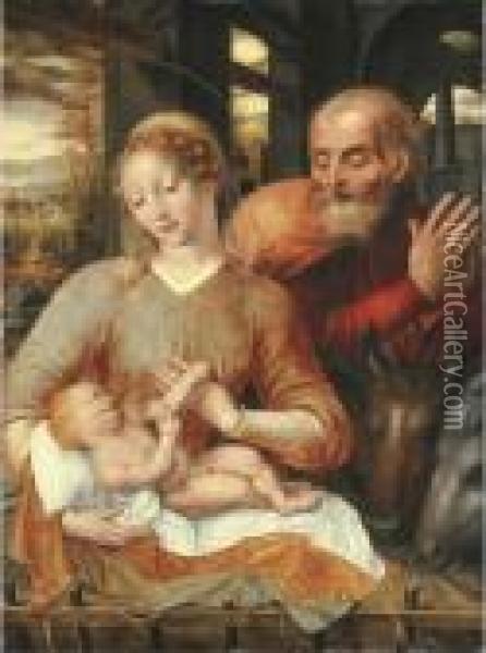 The Holy Family Oil Painting - Jan Massys