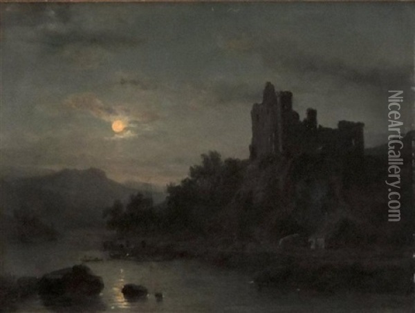 Paysage Du Rhin Avec Un Chateau Oil Painting - Christiaan Immerzeel